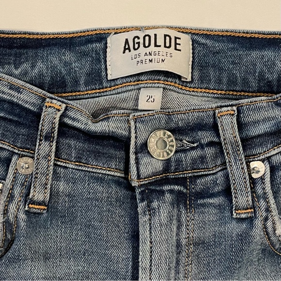 Agolde Sophie Jeans Womens 25 High Rise Slim Fit Cropped Raw Hem Style A018 843 - Picture 2 of 5